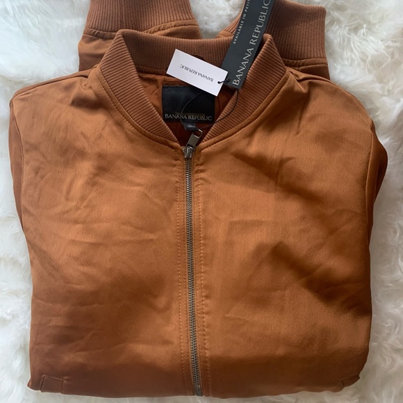 Banana Republic Cropped Satin Bomber 